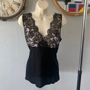 HM black blouse with lace detail on top